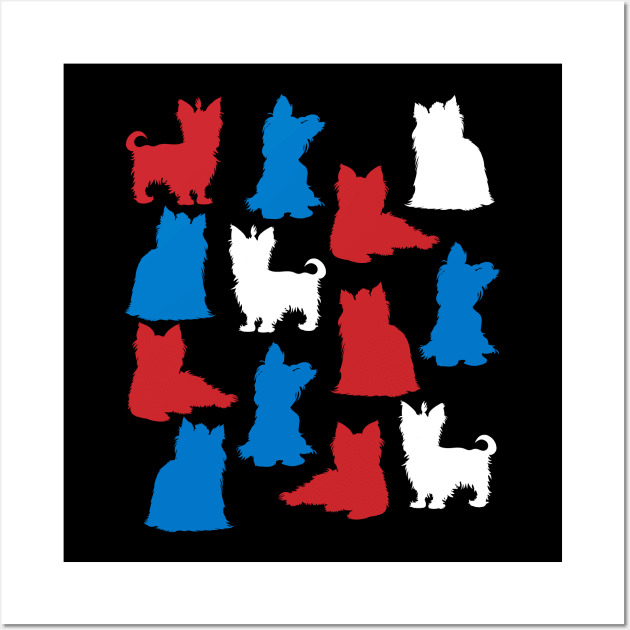 Patriotic Yorkie Dog America Flag 4Th Of July Wall Art by klausgaiser